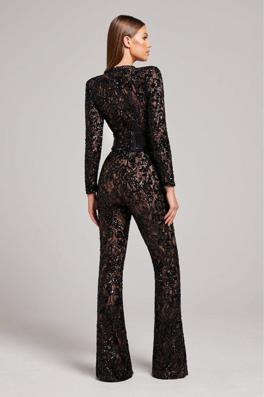 Bella | Long Sleeve Jumpsuit | Glamorous Evenings | Luxury Sequins and Lace 1