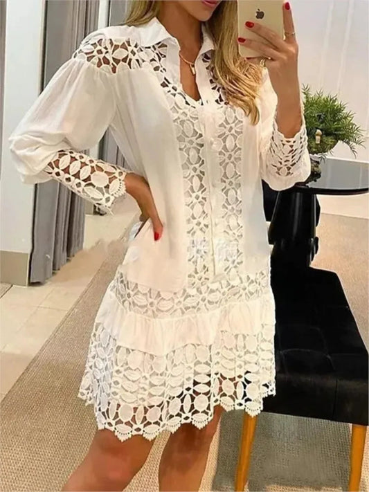 ELEONORA | Lace Summer Dress with Ruffles and Transparent Accents 1