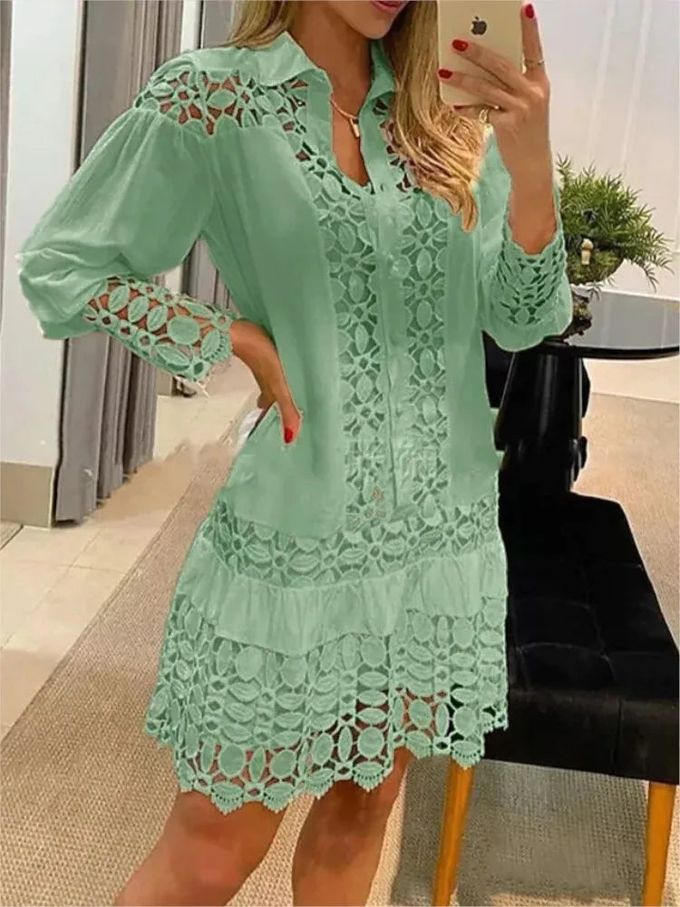 ELEONORA | Lace Summer Dress with Ruffles and Transparent Accents 2