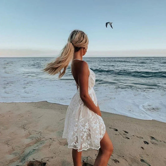 FIORELLA | White lace dress with floral embroidery 1