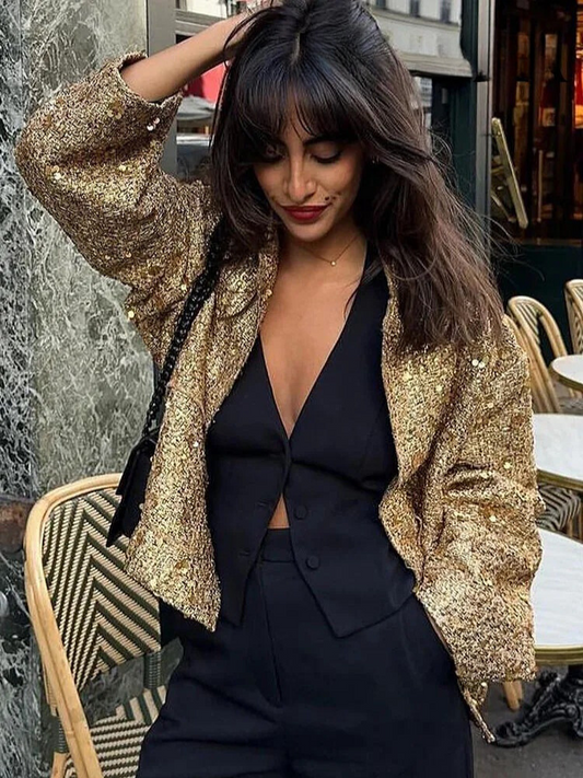 Gina Ladies' Jacket | Gold Sequins, Elegant Polyester 1