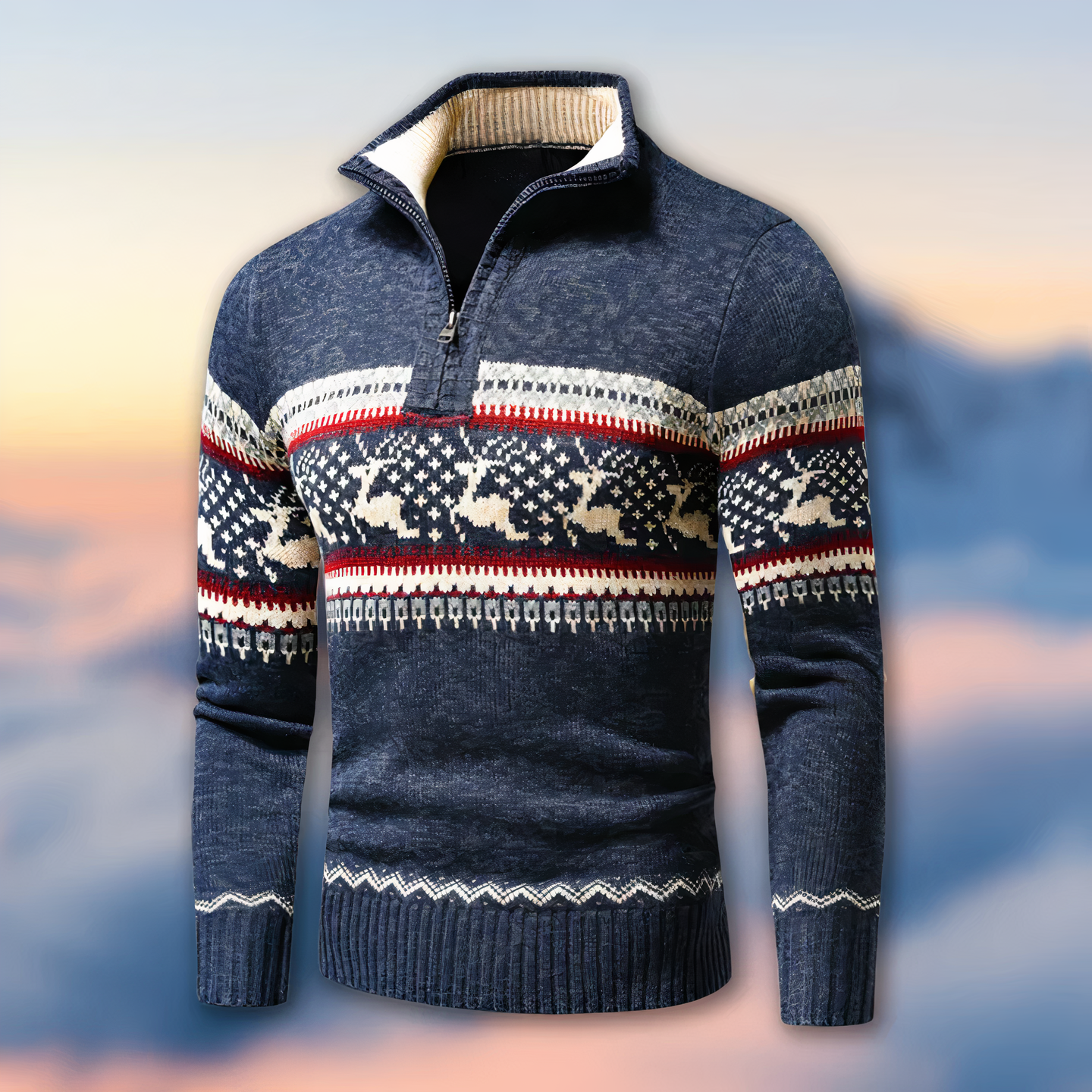 Heidi Men's Knit Half-Zip Sweater | Premium Jacquard Fabric 1