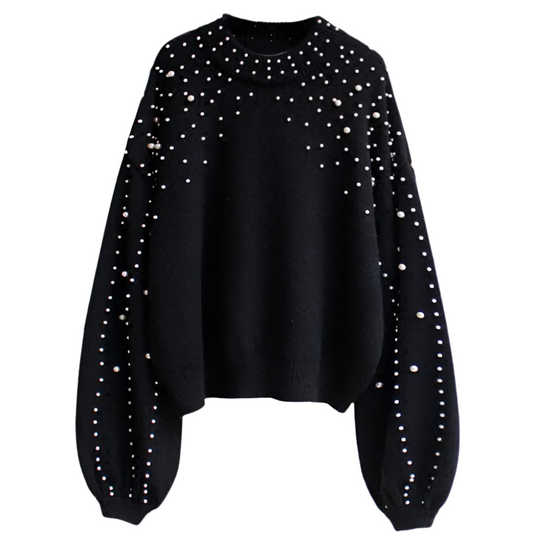 ISABELLE | Knitted sweater with pearl decoration and loose fit 1