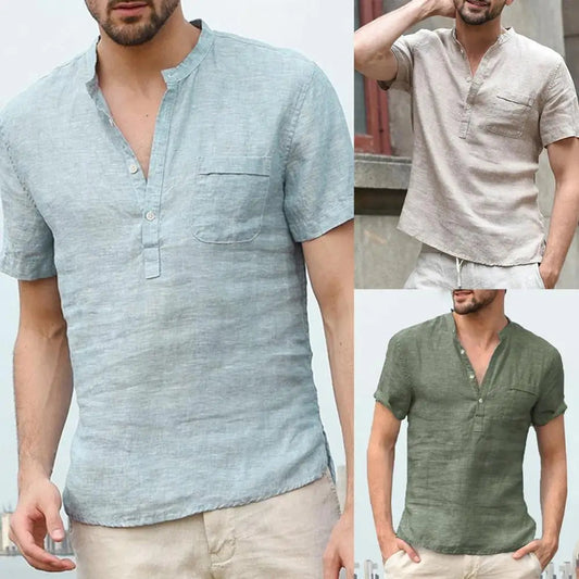 Lina Women's T-Shirt | Airy Linen, Chic V-Neck with Chest Pocket 1