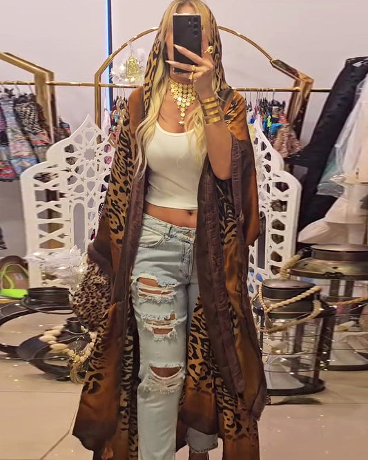 Luna Batwing Sleeve Coat | Leopard Print 1