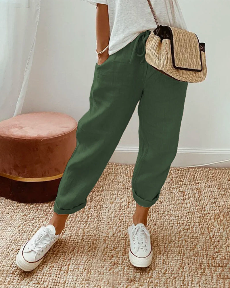 SIENNA | Lightweight Fabric Trousers with a Mid-Rise Waist 4