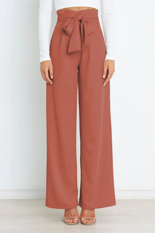 SORELLA | High-Waisted Trousers with Tie Belt and Wide Legs 1