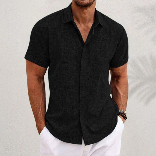 Santos Men's Short Sleeve Shirt | Premium Cotton and Linen Blend 1
