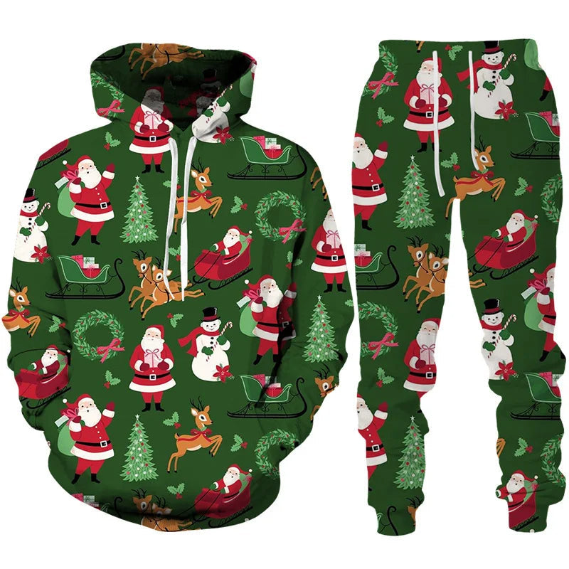 Vardi Men's Tracksuit | Oversized Hoodie with Christmas Print and Comfortable Pants 3