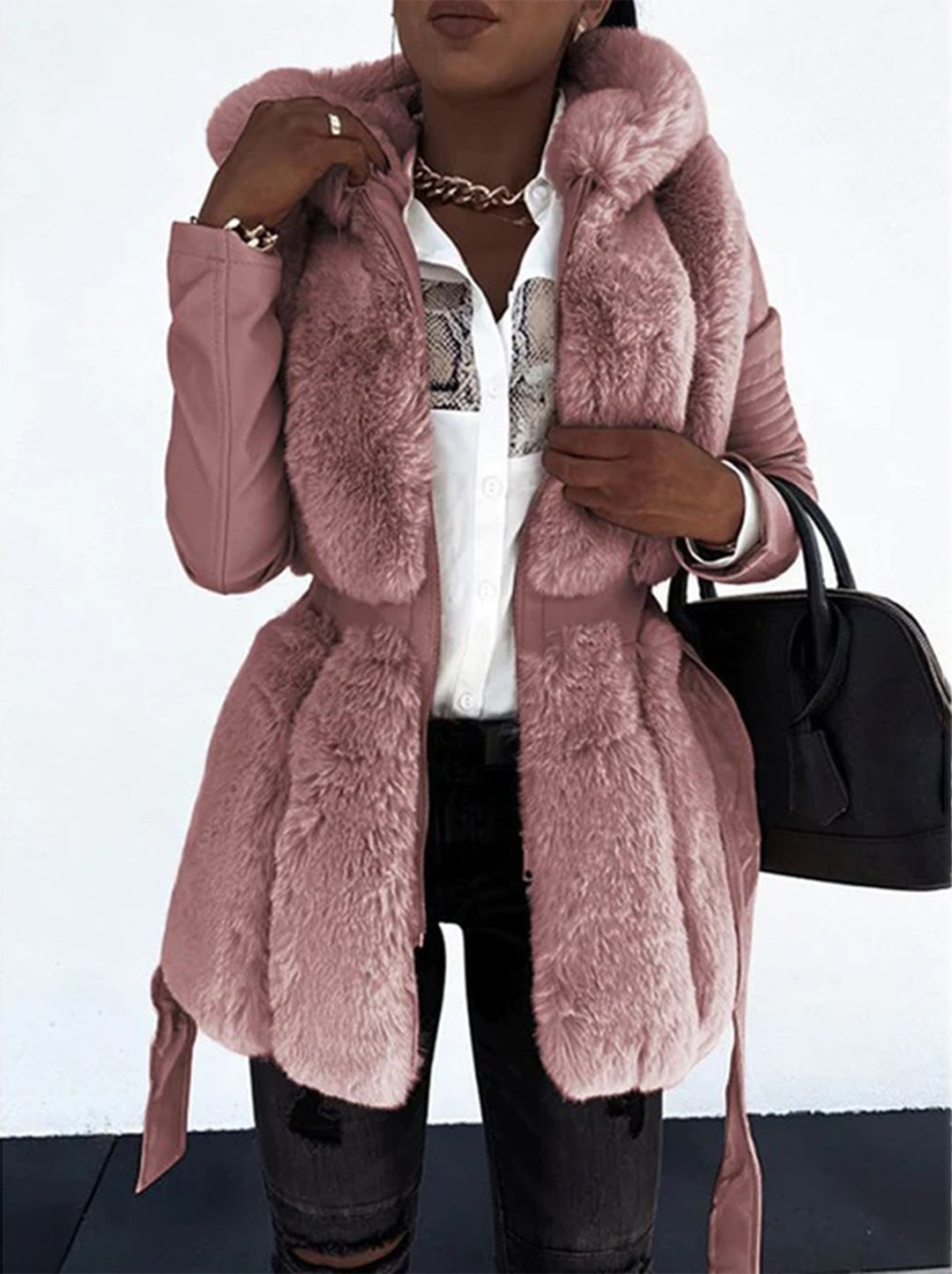 Wolff Women's Leather Jacket | Vegan Leather with Faux Fur Collar, Stylish and Comfortable 4