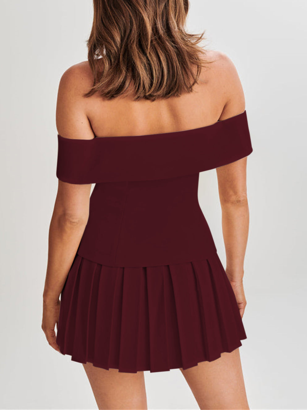 AKOSUA | Off-Shoulder Summer Set with Pleated Skirt 3