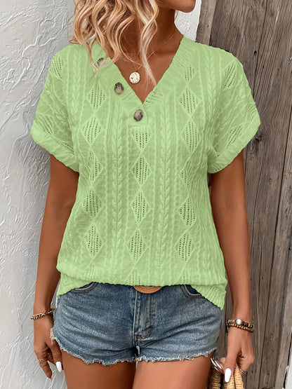 ALMA | Knitted V-Neck Top with Button Detail 3