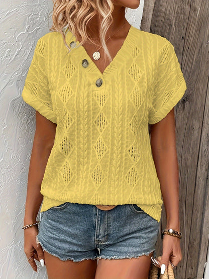 ALMA | Knitted V-Neck Top with Button Detail 4