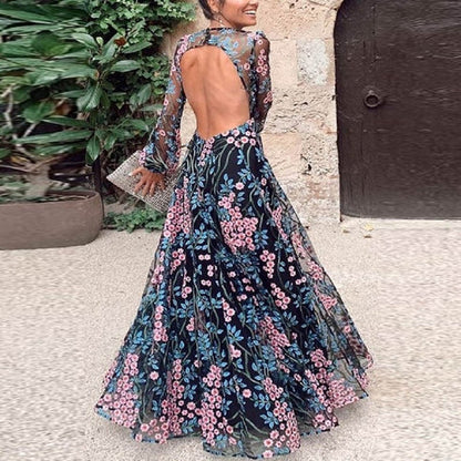 ALMIRA | Summer maxi dress with floral print and open back 1