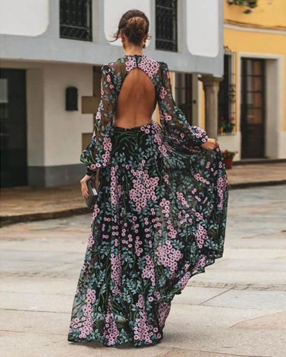 ALMIRA | Summer maxi dress with floral print and open back 2