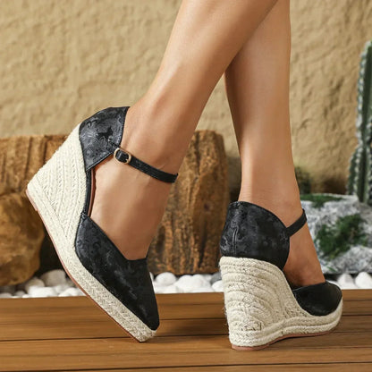 ALVINA | Espadrille Wedge Heels with Pointed Toe and Ankle Strap 4