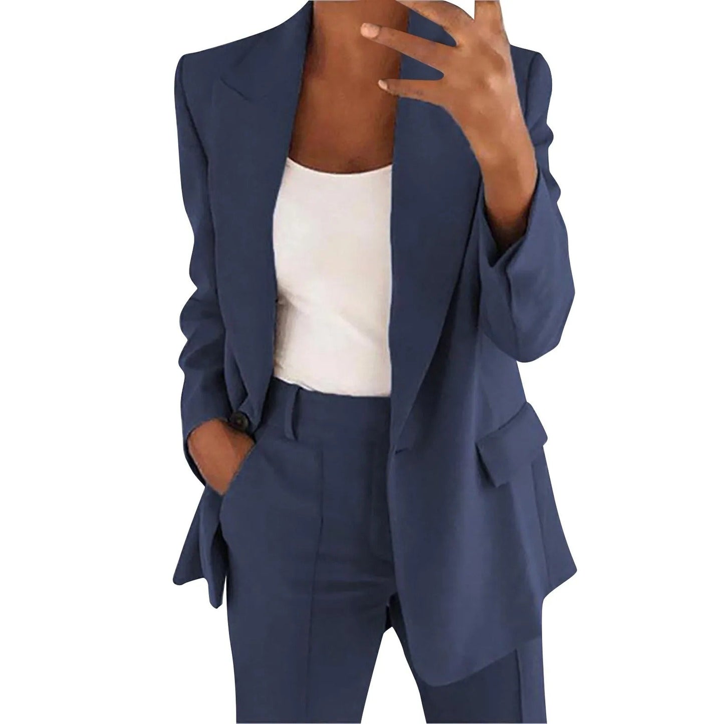 AMALIE | Solid Blazer & Trouser Set for Women 5