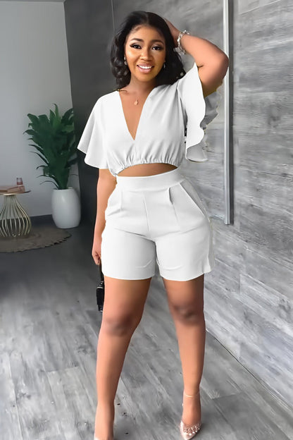 AMELAYA | Pleated Two-Piece Summer Set with V-Neck 12