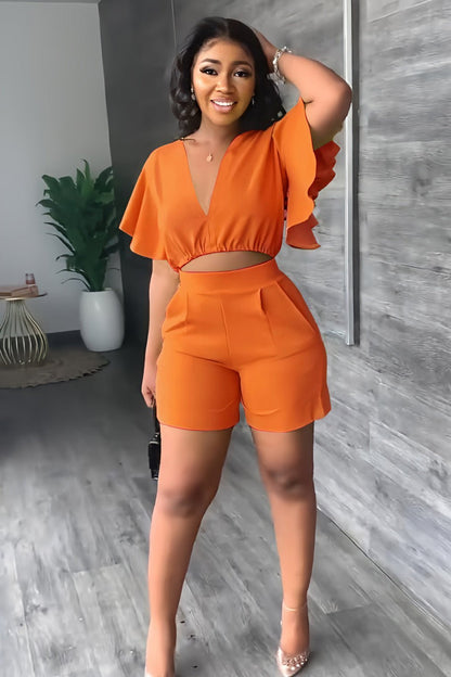 AMELAYA | Pleated Two-Piece Summer Set with V-Neck 13