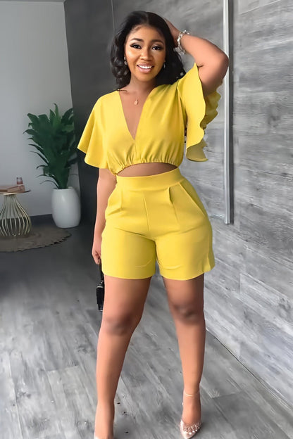 AMELAYA | Pleated Two-Piece Summer Set with V-Neck 9