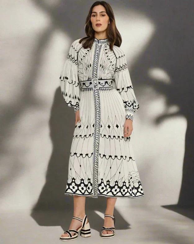 ANARTIA | Butterfly print dress with waist belt 0