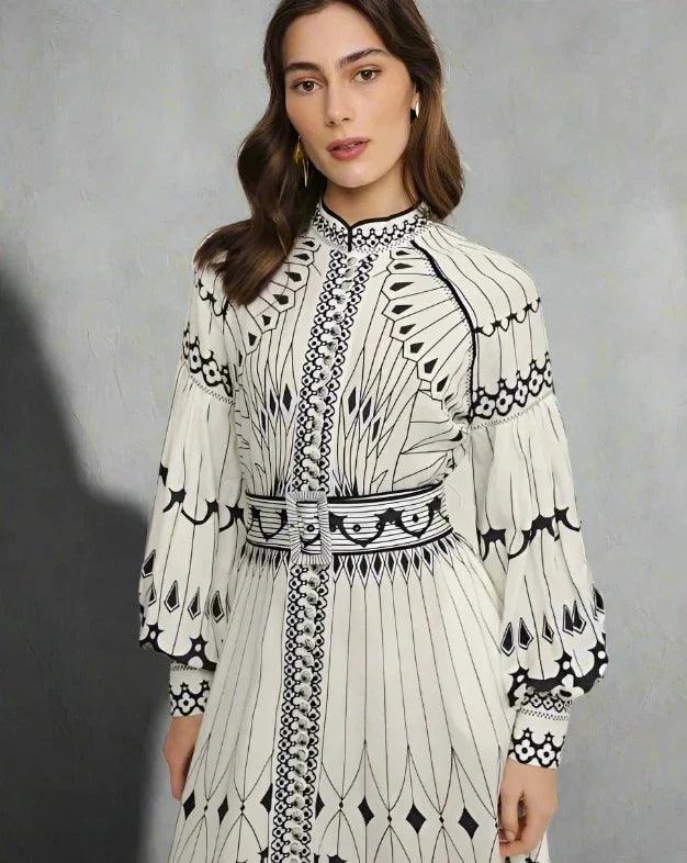 ANARTIA | Butterfly print dress with waist belt 3