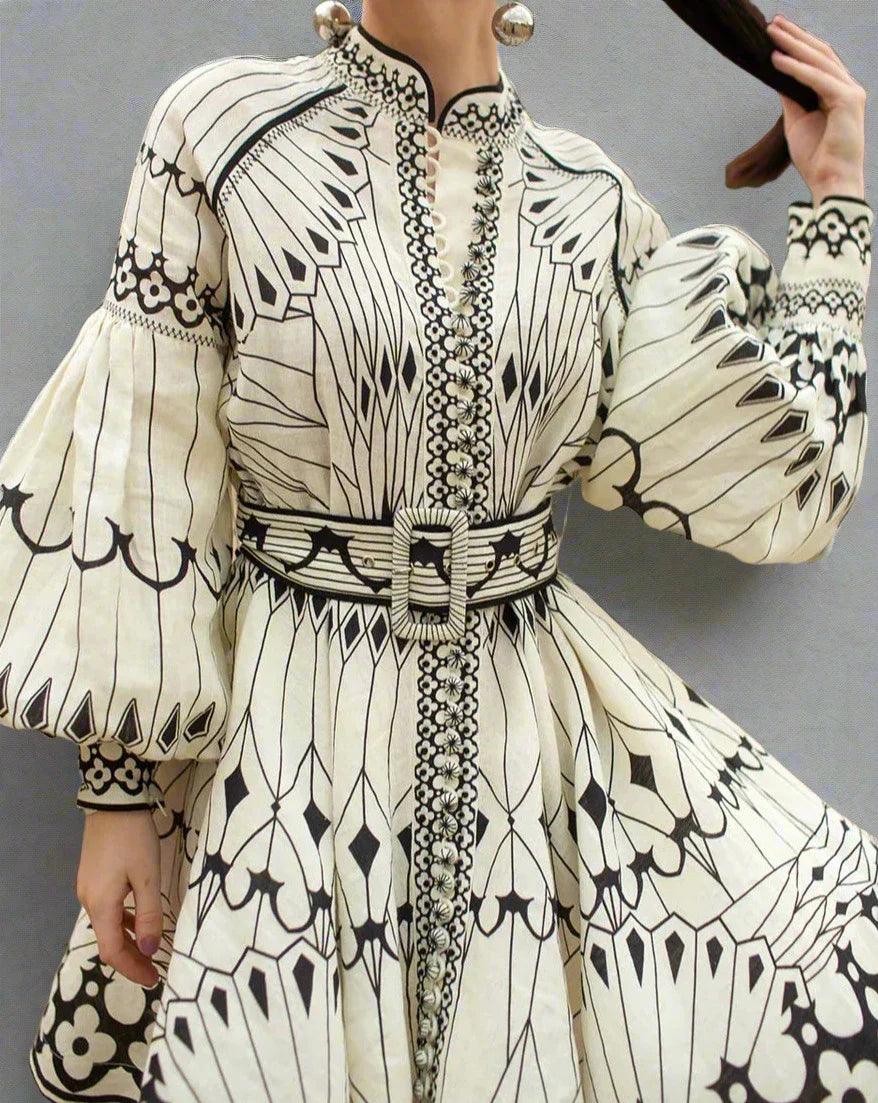 ANARTIA | Butterfly print dress with waist belt 5