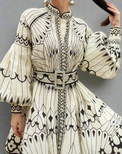 ANARTIA | Butterfly print dress with waist belt 5