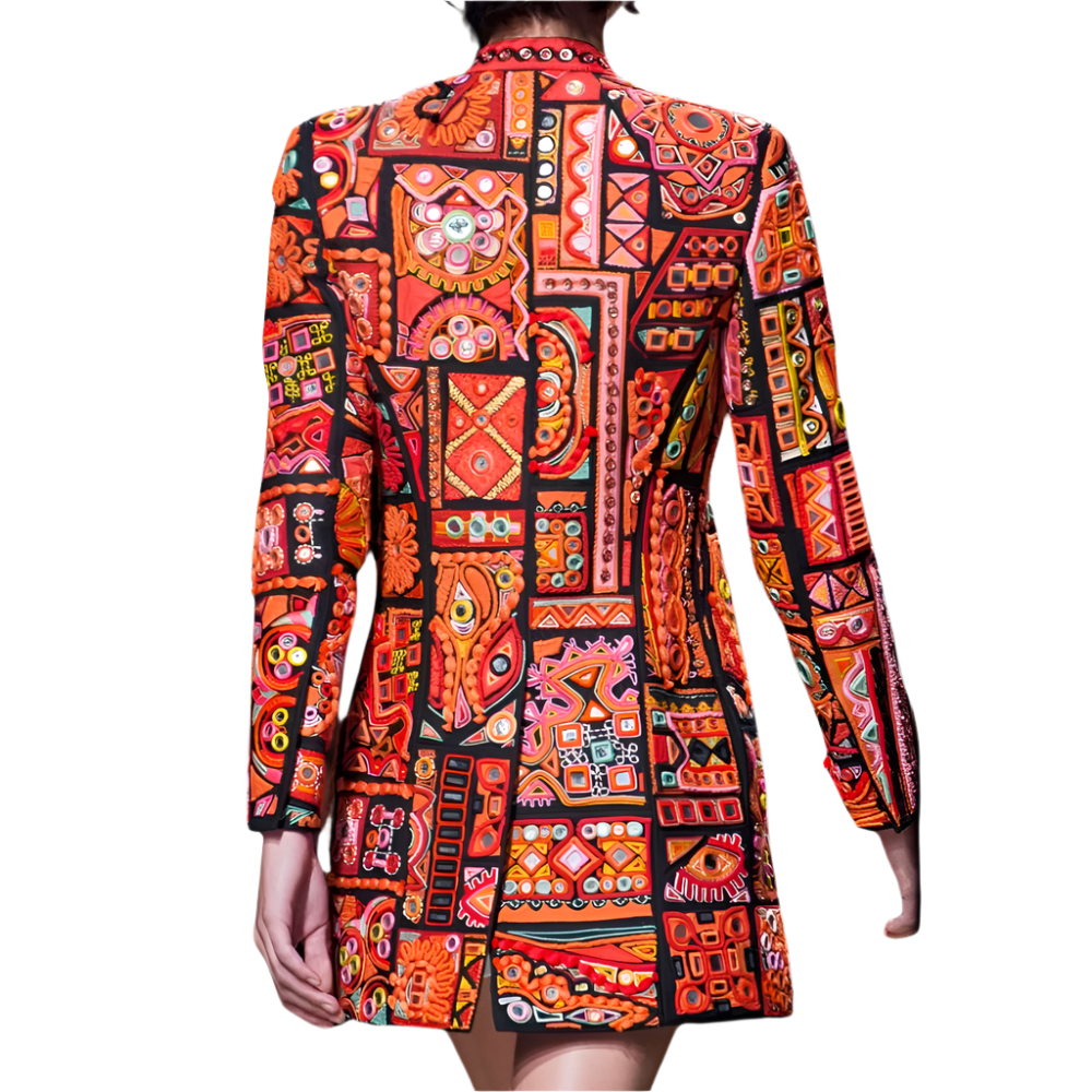 ARAYA | Long coat with colorful mosaic print 2