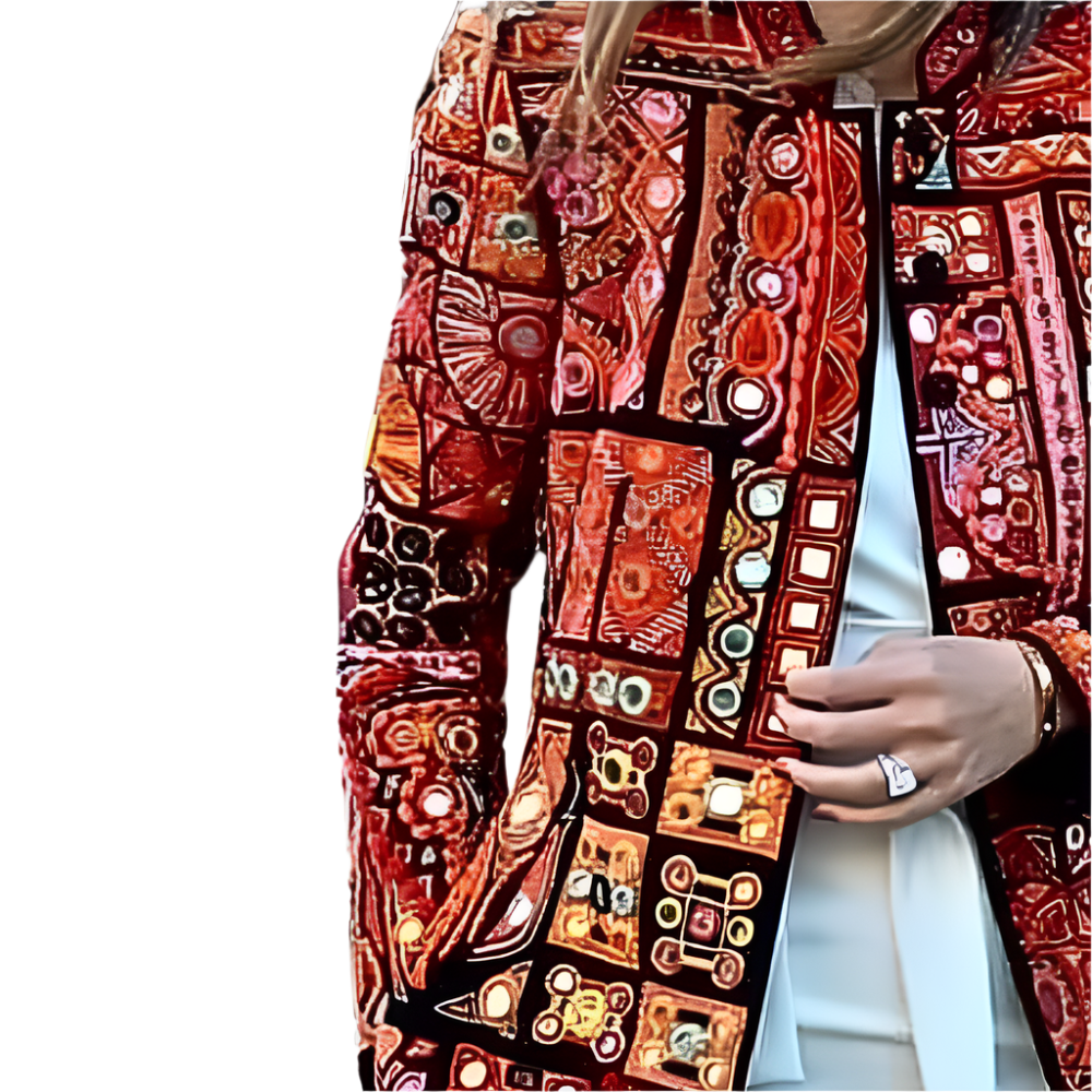 ARAYA | Long coat with colorful mosaic print 3