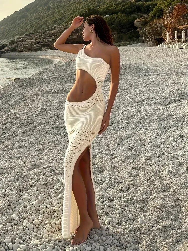 AUREA | One-Shoulder Crochet Maxi Dress in Y2K Style 11