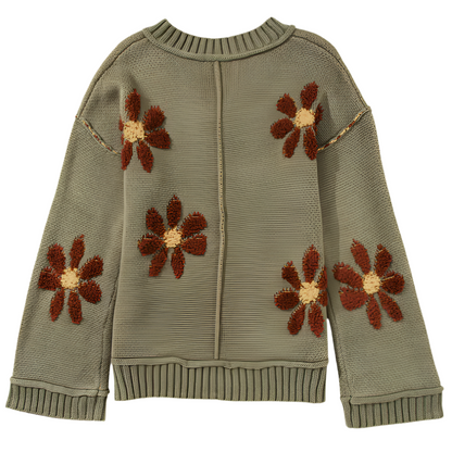 AURORA | Knitted sweater with large floral appliqués 0