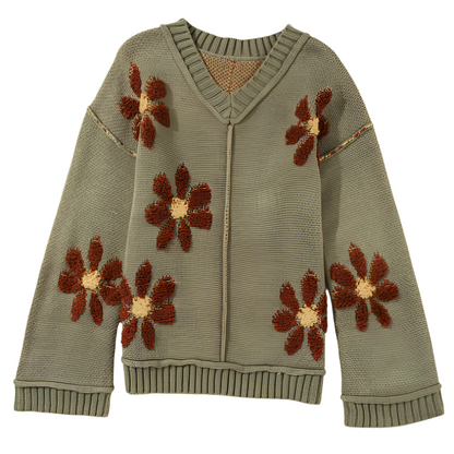 AURORA | Knitted sweater with large floral appliqués 3