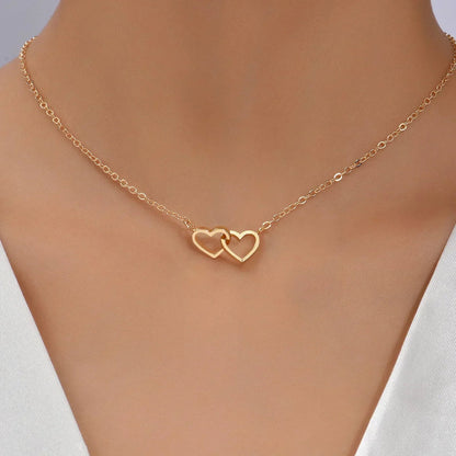 AYLA | Double Heart Necklace in Refined Zinc Alloy 0