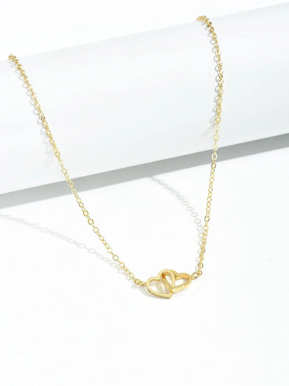 AYLA | Double Heart Necklace in Refined Zinc Alloy 2