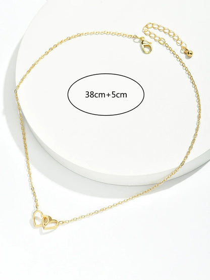 AYLA | Double Heart Necklace in Refined Zinc Alloy 5