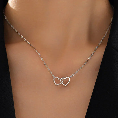 AYLA | Double Heart Necklace in Refined Zinc Alloy 6