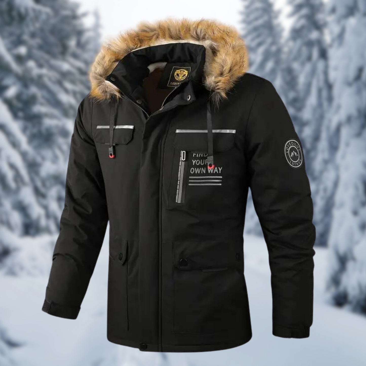Aiden Men's Hooded Jacket | Faux Fur, Winter Ready 0