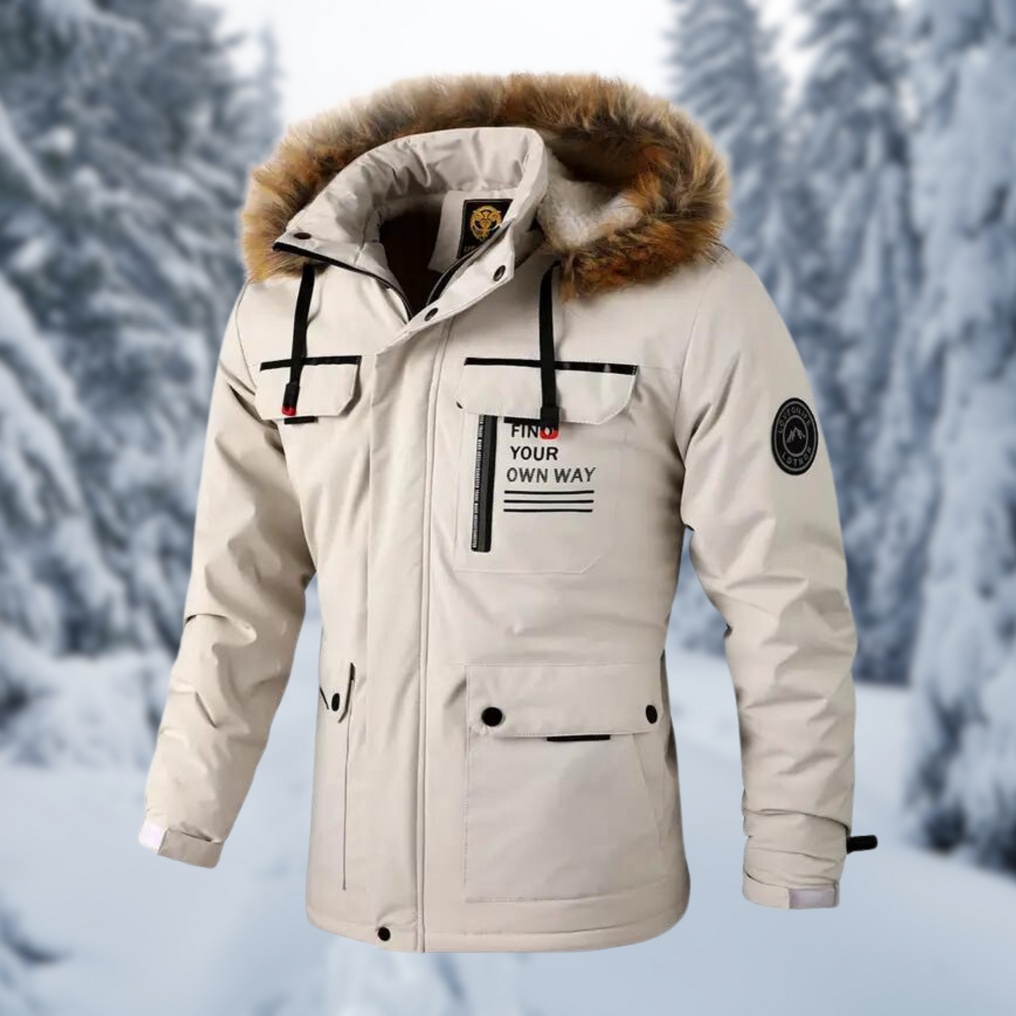 Aiden Men's Hooded Jacket | Faux Fur, Winter Ready 1