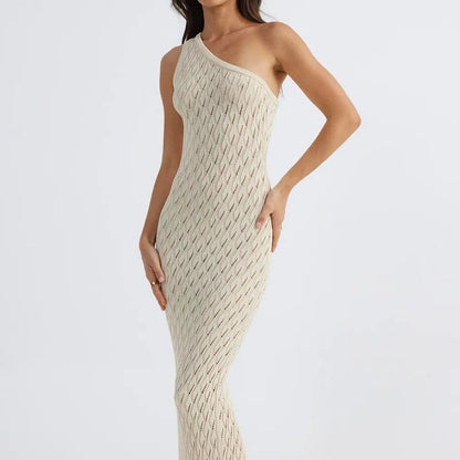 Alira – Asymmetrical Long Dress in Sexy Knitlook 0