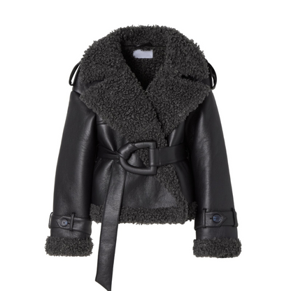 Ava Women's Winter Coat | Luxury PU Leather with Oversized Belt 4