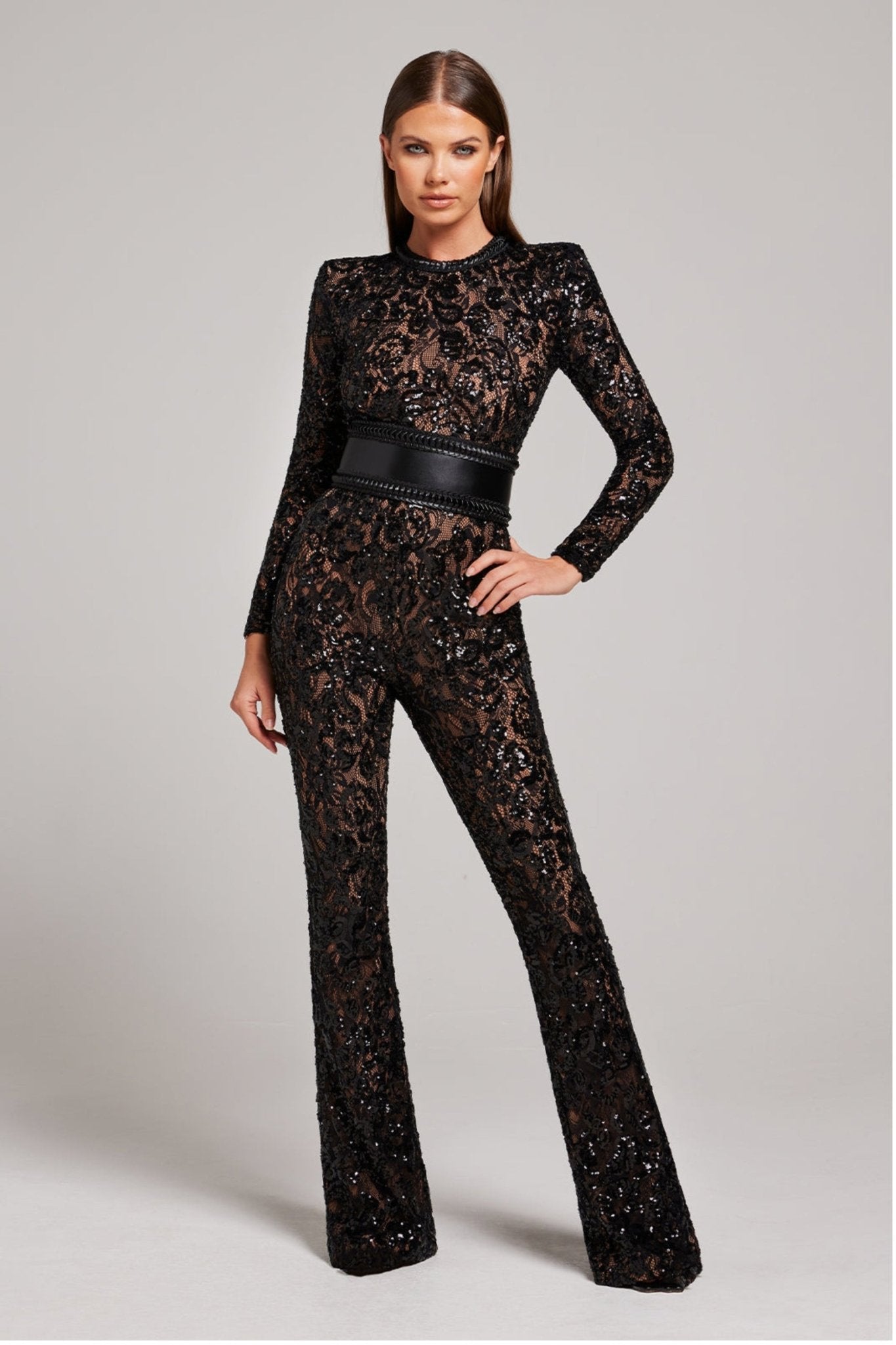 Bella | Long Sleeve Jumpsuit | Glamorous Evenings | Luxury Sequins and Lace 0