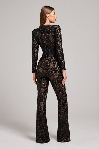 Bella | Long Sleeve Jumpsuit | Glamorous Evenings | Luxury Sequins and Lace 1