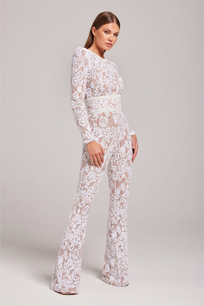Bella | Long Sleeve Jumpsuit | Glamorous Evenings | Luxury Sequins and Lace 6