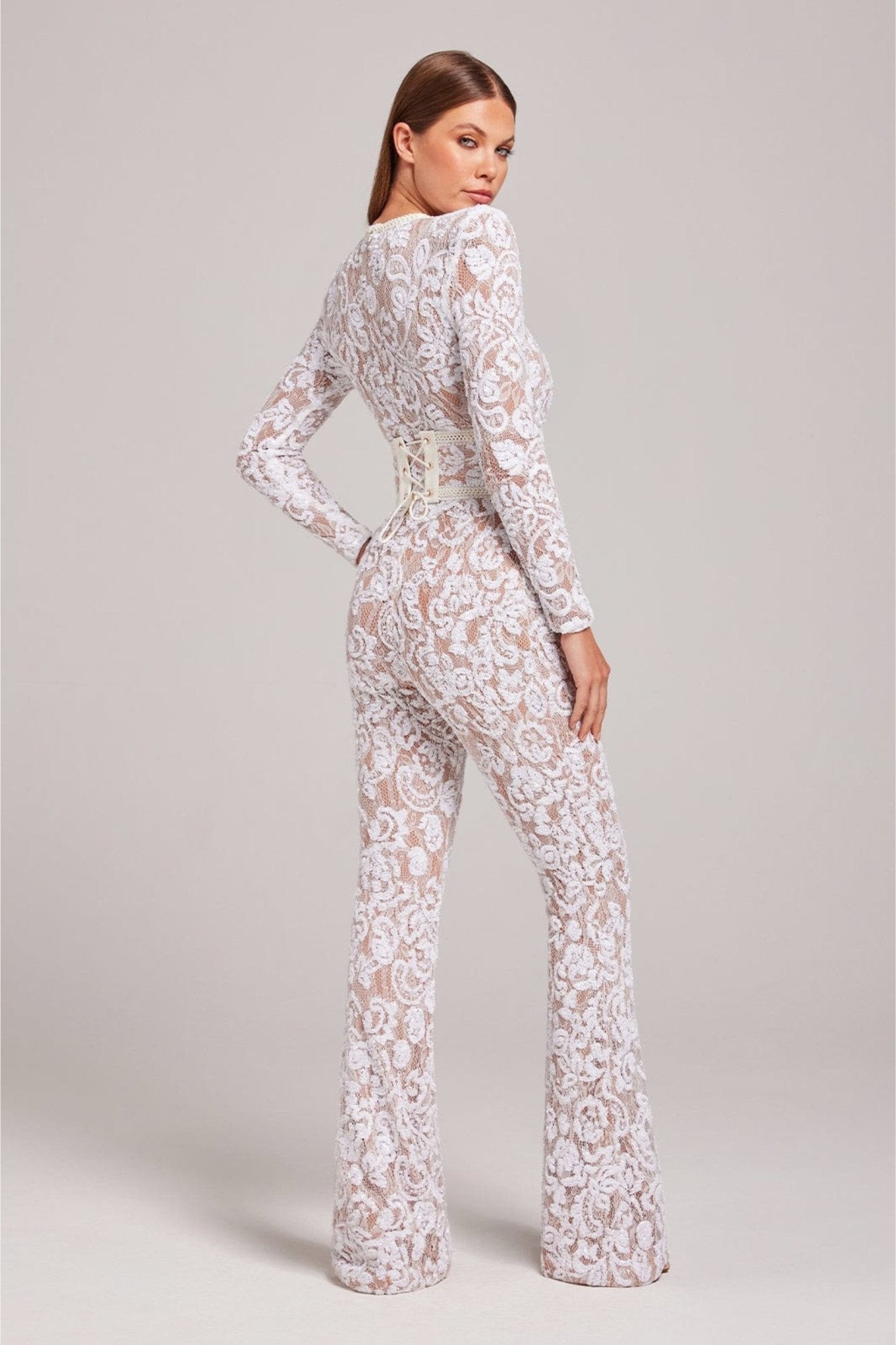 Bella | Long Sleeve Jumpsuit | Glamorous Evenings | Luxury Sequins and Lace 7