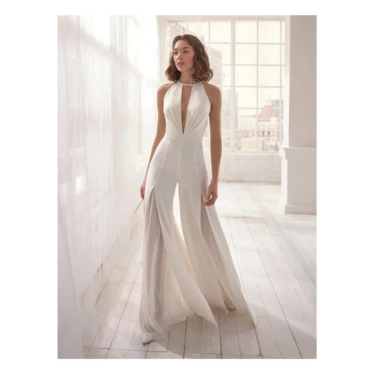 CARMELA | Jumpsuit with V-neck and wide legs 0