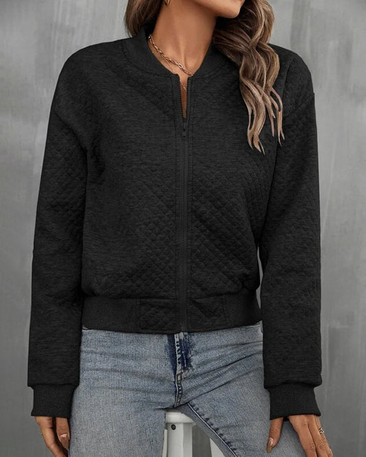 CLARINA | Women's Short Coat with Round Neck & Zip Fastener 0