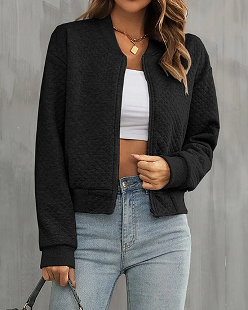 CLARINA | Women's Short Coat with Round Neck & Zip Fastener 2