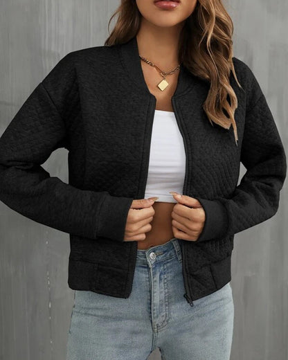 CLARINA | Women's Short Coat with Round Neck & Zip Fastener 3