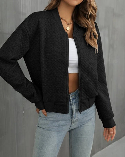 CLARINA | Women's Short Coat with Round Neck & Zip Fastener 4